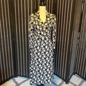 Jones New York Black and White Wrap Dress Size 10